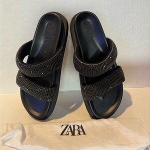Zara Rhinestone Black Sandals, Size 40
-never worn, with dust bag
-black
